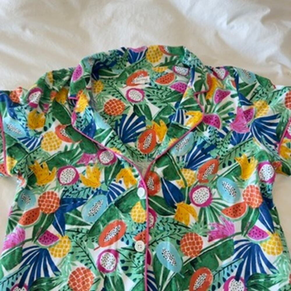 Bedhead Pajamas Multicolor Tropical Fruit Print Shirt Size M Cotton Lounge - Picture 2 of 5